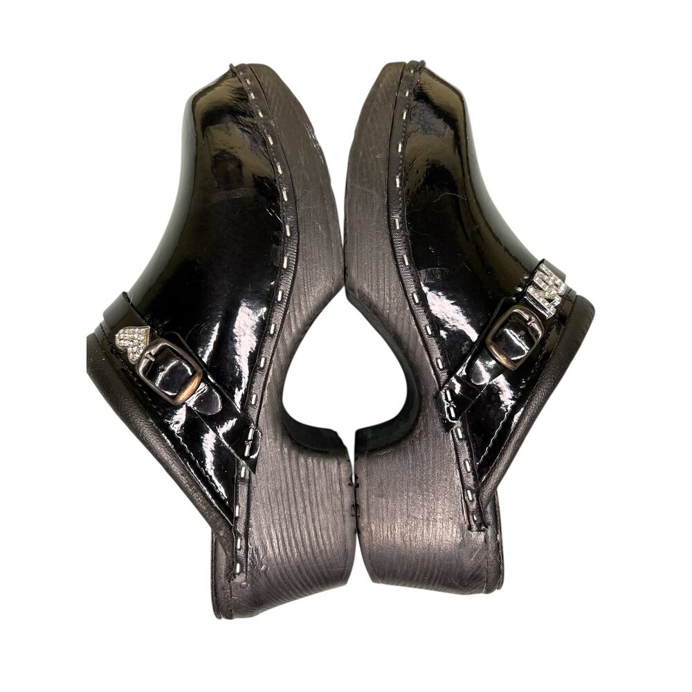 C&C Sweden Black Diamond Patent Leather Open Back Clogs Size 37 / US 7 - Picture 6 of 10